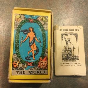 Vintage miniature 1971 rider Waite tarot deck - size is 3 & 1/4 x 2 inches